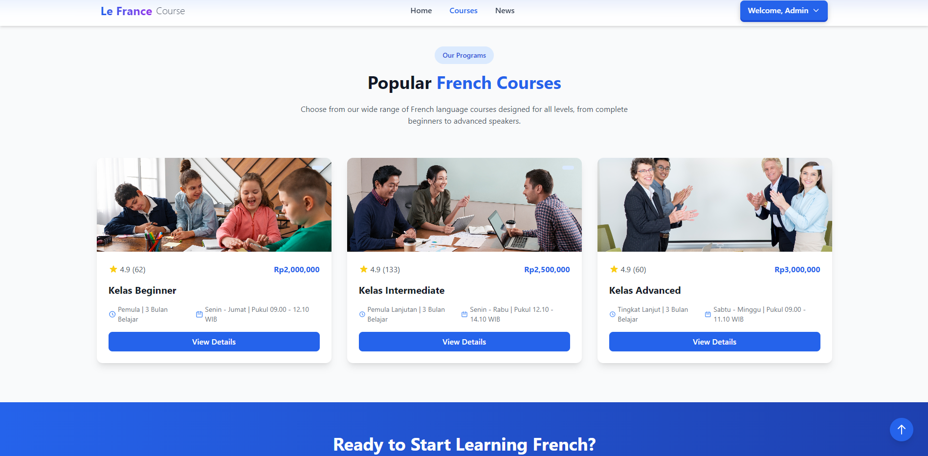 Courses Interface